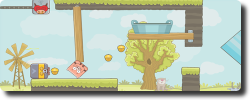 子豚を桶に誘導するパズルゲーム　Piggy in the puddle
