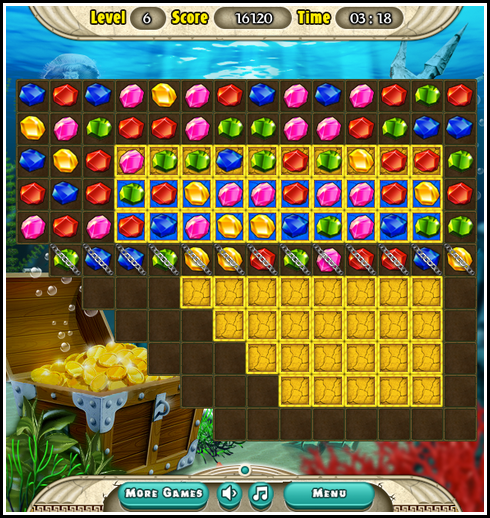 宝石を入れ替えパネルを消すパズルゲーム　Atlantis Jewels