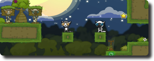 猫たちを操作してゴールに導くパズルゲーム　Lunar Lemurs