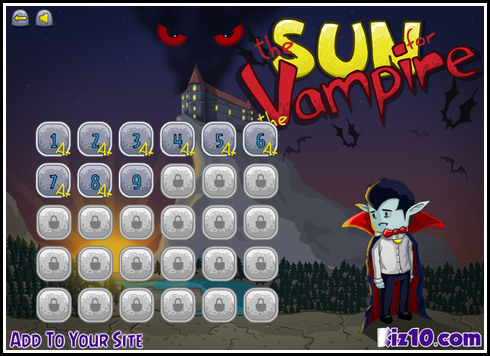 ドラキュラ男爵を操作してゴールへ導くパズルゲーム　The Sun for The Vampire