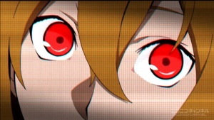 アニメ3話　テーブルのモモの赤い目