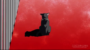 アニメ4話　赤い目の猫　１